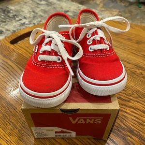 Vans infant size 6 red shoes with box.